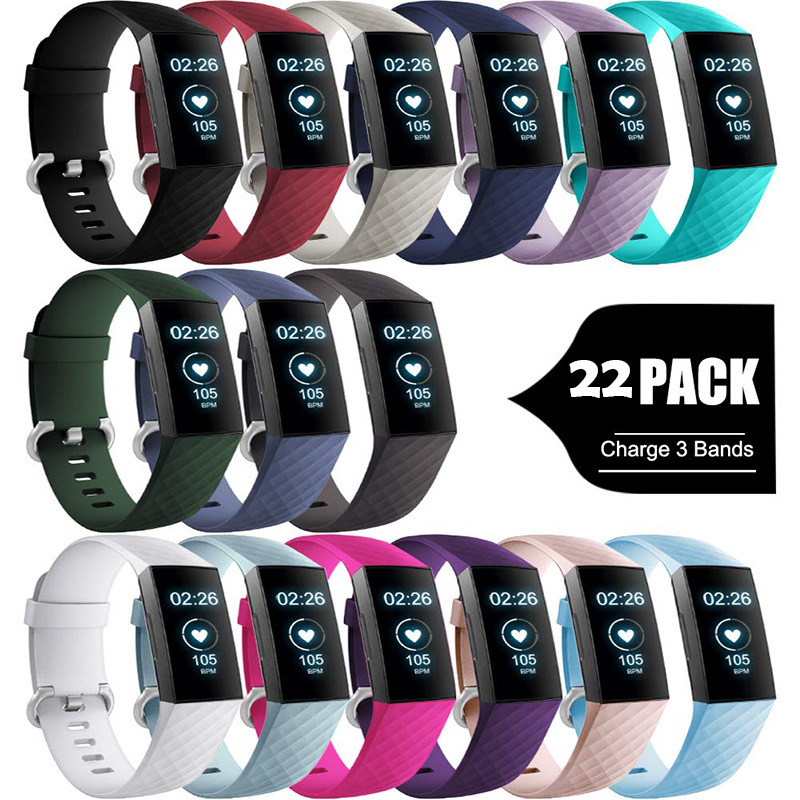 fitbit charge3/4 intelligence Bracelet Watch strap 3D Diamond pattern ventilation silica gel Wrist strap replace parts