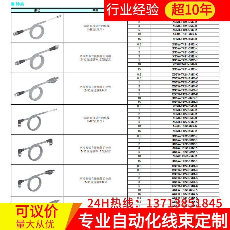 XS5W-T421-EM2-K XS5W-T421-GM2-K XS5W-T421-JM2-K欧母龙通讯线