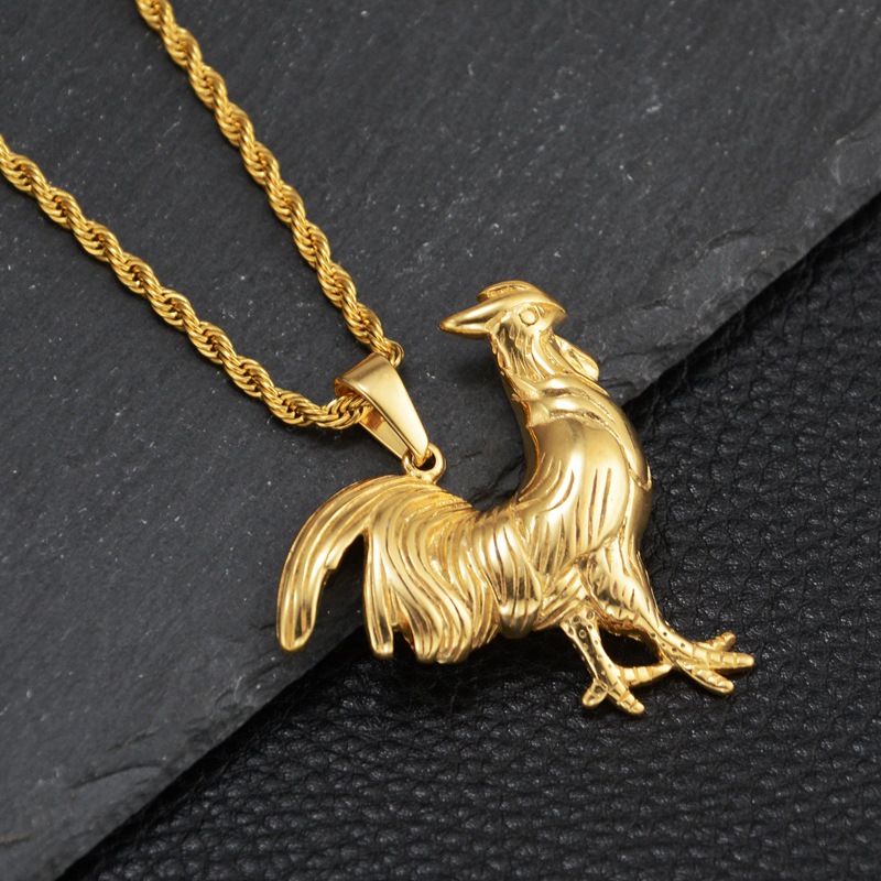 Street Occasion Hip-Hop Retro Cock Titanium Steel Men's Pendant Necklace