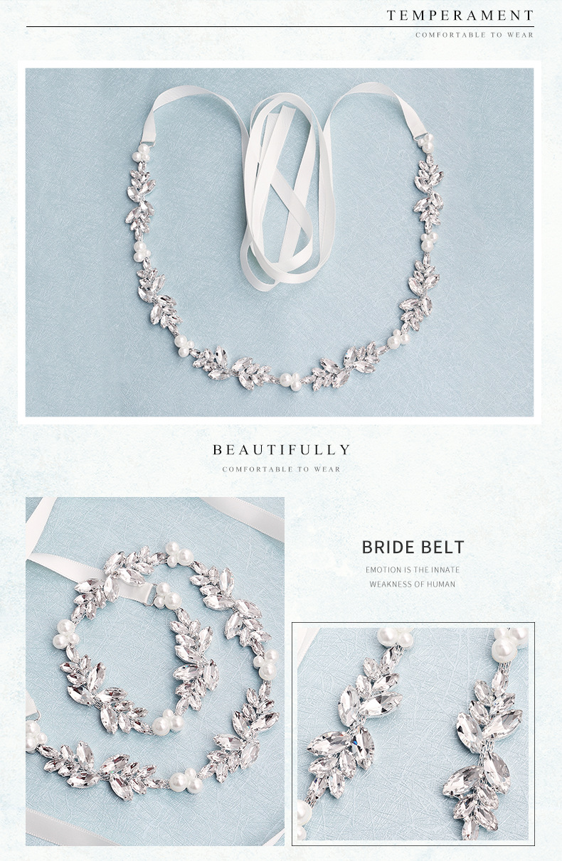 Hot selling fashion diamond-studded bride wedding dress belt