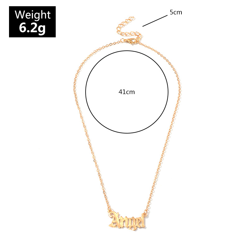 Fashion Simple Wind Letter Angel Necklace Popular Personality Angel Clavicle Chain display picture 2