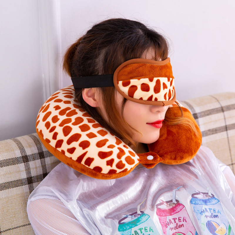 Almohada cervical creativa con diseño animal en forma de U con antifaz dos en uno regalo promocional personalizable
