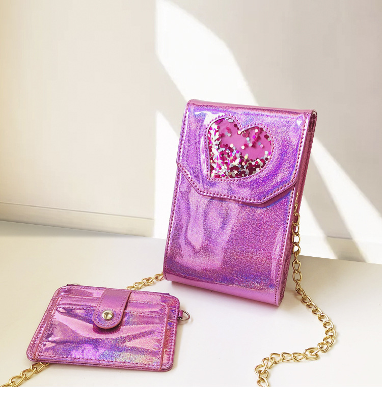 جديد الخوخ القلب سحر الليزر الكتف حقيبة الكورية Crossbody حقيبة صغيرة بسيطة الكتف حقيبة الجملة Nihaojewelry display picture 2