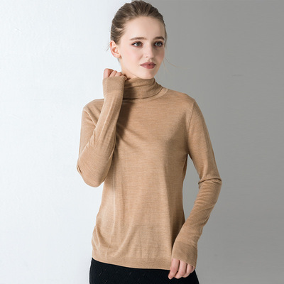 2019新款高领针织打底衫女装纯羊毛羊毛衫秋冬翻领针织衫纯色毛衣|ru