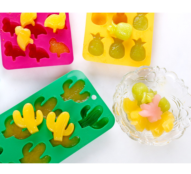 Cute Cactus Coconut Tree Pineapple Silica Gel Ice Tray display picture 2