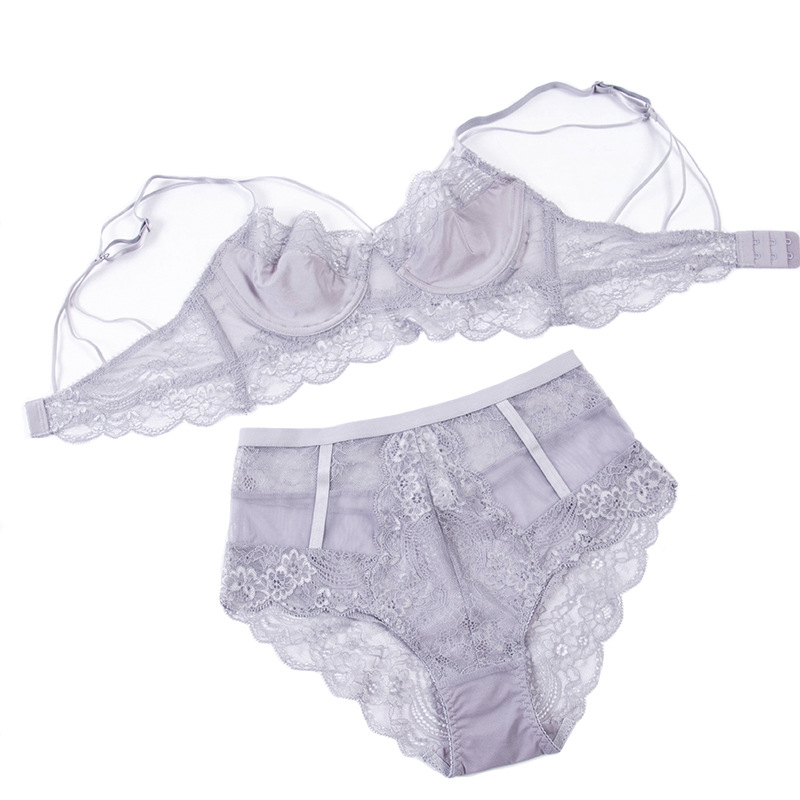 New ultra-thin sexy lace women's underwear boutique high waist comfortable gathering beautiful back bra set_voghion.com