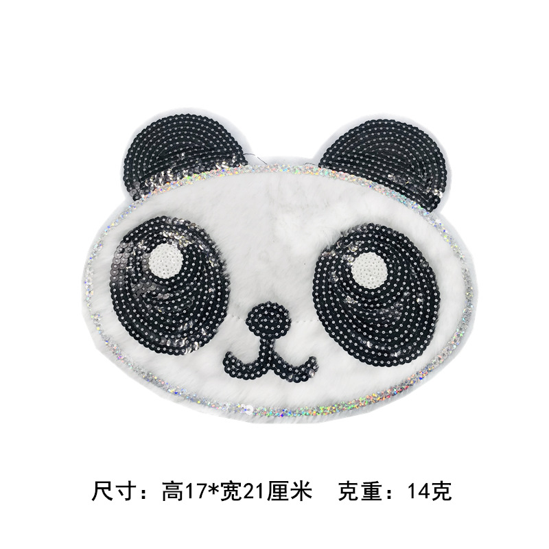 Longsheng Brodé Mignon Géant Panda Sequin En Peluche Tissu Autocollant Vêtements En Lambeaux Patch Jeans Patch Décoratifs display picture 2