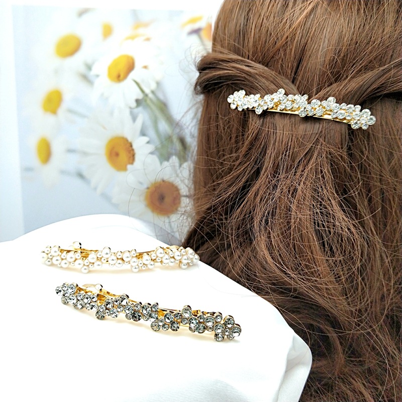 Simple Style Round Alloy Plating Inlay Rhinestones Pearl Hair Clip display picture 1