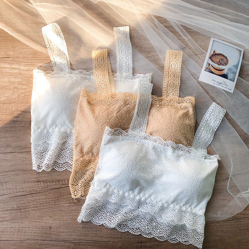 Summer Korean style women's trendy bottoming camisole diamond-shaped lace hollow chest-wrapped short vest anti-exposure tube top