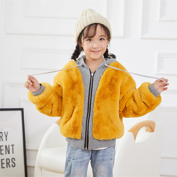 girl Fur coat 2019 Autumn and winter new pattern children Overcome Wear both sides Rabbit hair thickening keep warm cotton-padded clothes