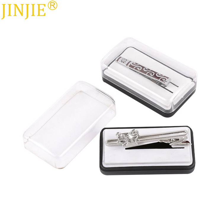 批发高质量塑料透明袖扣盒子 包装饰品盒 领带夹包装盒礼品盒