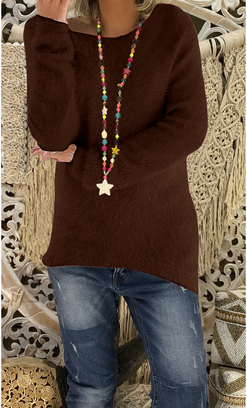 Damen Oversized Langarm Strickpullover Aus Baumwolle Für Herbst_voghion.com