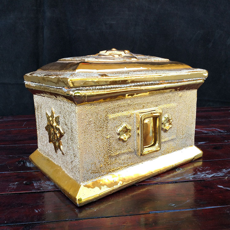 陶瓷骨灰盒方盒镀金寿盒信徒基督教真主盒景德镇制