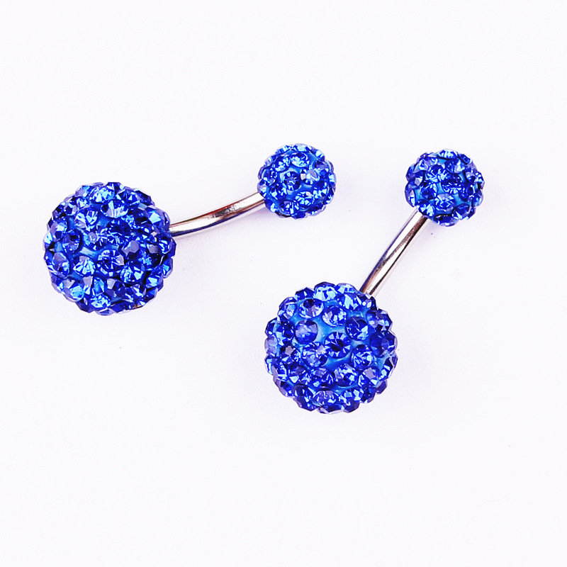 Multi-Color Shambhala Czech Diamond Ball Navel Ring 316L Surgical Steel Belly Button Piercing Jewelry 6/10MM detail image 12