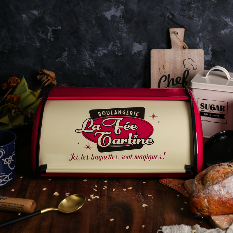 Caja de almacenamiento de cocina con tapa engrosada protección del medio ambiente caja de almacenamiento de hierro galvanizado personalizado tarro de almacenamiento de alimentos para el hogar fábrica al por mayor