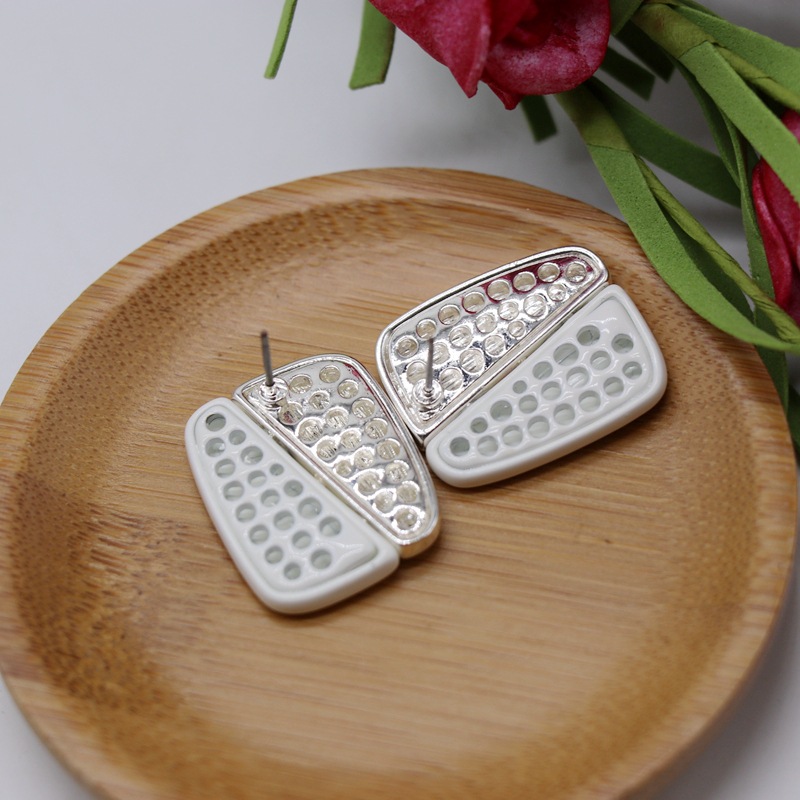 Aretes Para Mujer De Botón Rectangulares Dorados Y Plateados De Dos Colores. display picture 6