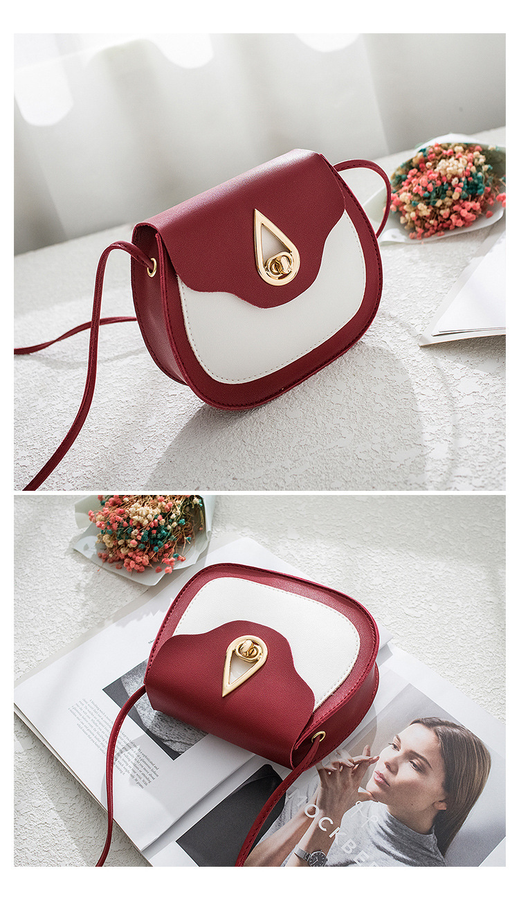 Color Blocking Pattern Fashion Artificial Leather Contrast Color Buckle Shell shape Yellow Red Green Shoulder Bagspicture4