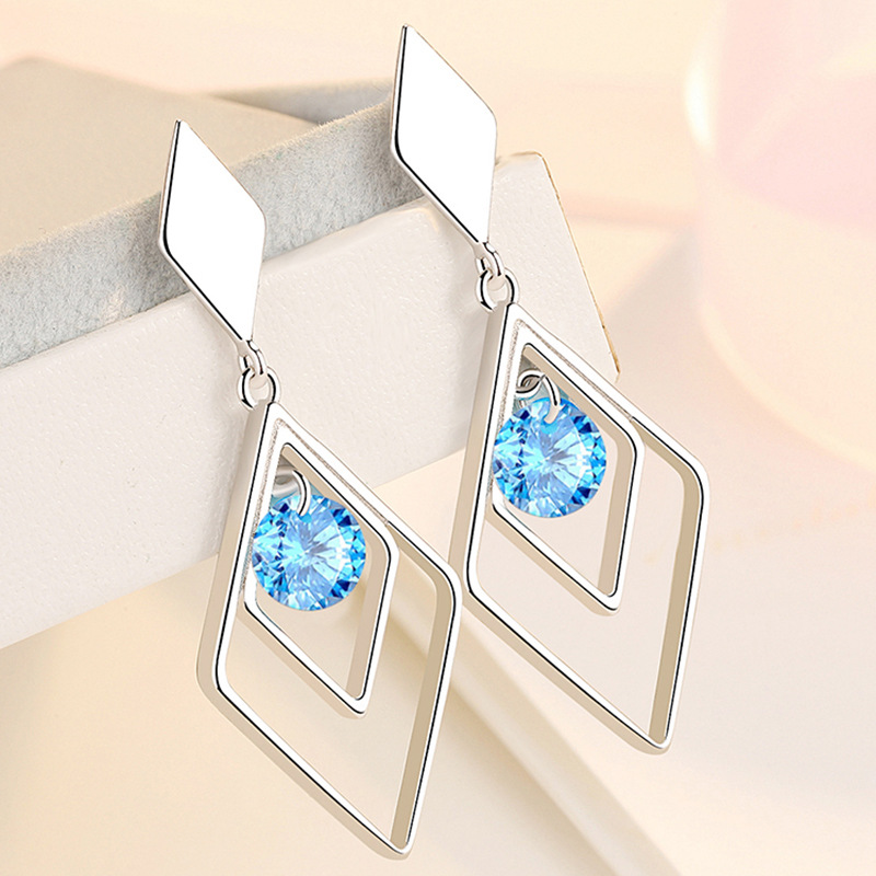 Geometric long elegant copper earrings