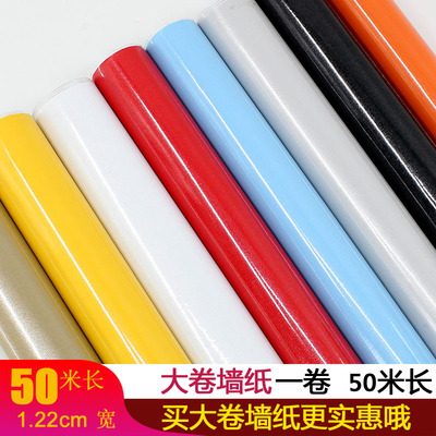 墙纸 自粘亮面防水纯色珠光膜波音片衣柜橱柜桌面翻新壁纸批发|ms