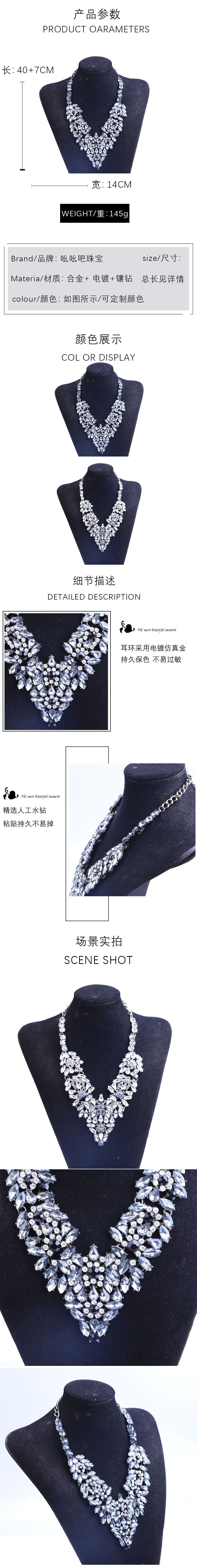 retro water drop diamond flower long necklace wholesale