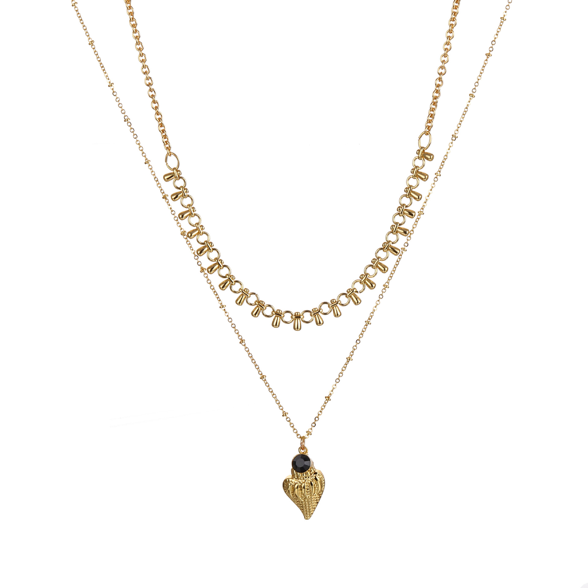 歐美時尚跨境貨源簡約雙層wish爆款飾品合金海螺吊墜項(xiàng)鏈廠家直銷