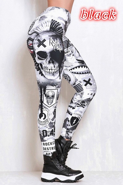 Women's Daily Casual Retro Butterfly Skull Ankle-length Leggings display picture 2