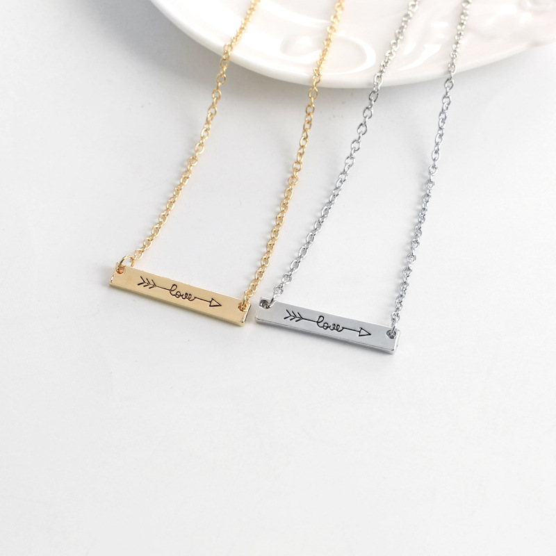 New Fashion Arrow Necklace Clavicle Chain Alloy Carved Letters Love Tricolor Short Arrow Pendant Necklace Wholesale display picture 1