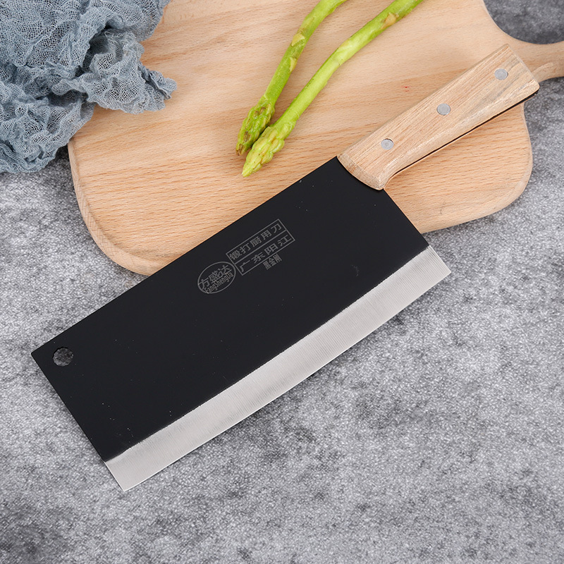 Yangjiang fangshengda Black King Kong Black Fox No. 2 grinding-free special steel wooden handle kitchen knife stainless steel rust kitchen slicing knife