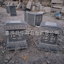 庭院仿古石柱礅 古代青石四方形石雕柱顶石 寺庙园林空心柱脚石