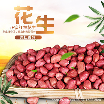 农家红皮花生米四粒红花生新货五谷杂粮500g散装百日红休闲零食|ru