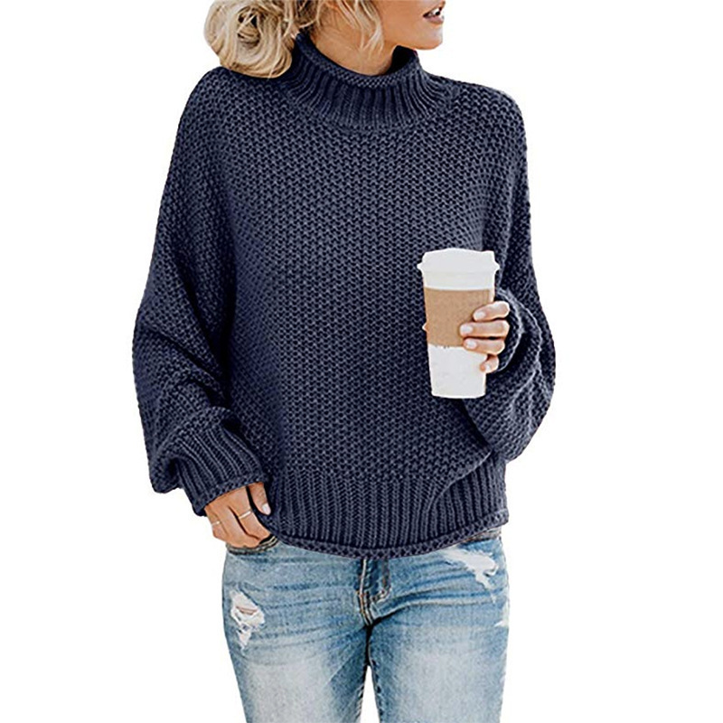 Suéter de Punto Holgado con Cuello Alto para Mujer, Otoño/Invierno 2025, Nuevo en Amazon y Wish, Estilo Europeo y Americano