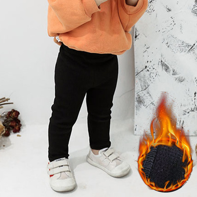 冬季潮款男女童加绒加厚长裤1到8岁保暖外穿百搭螺纹大PP 打底裤|ms