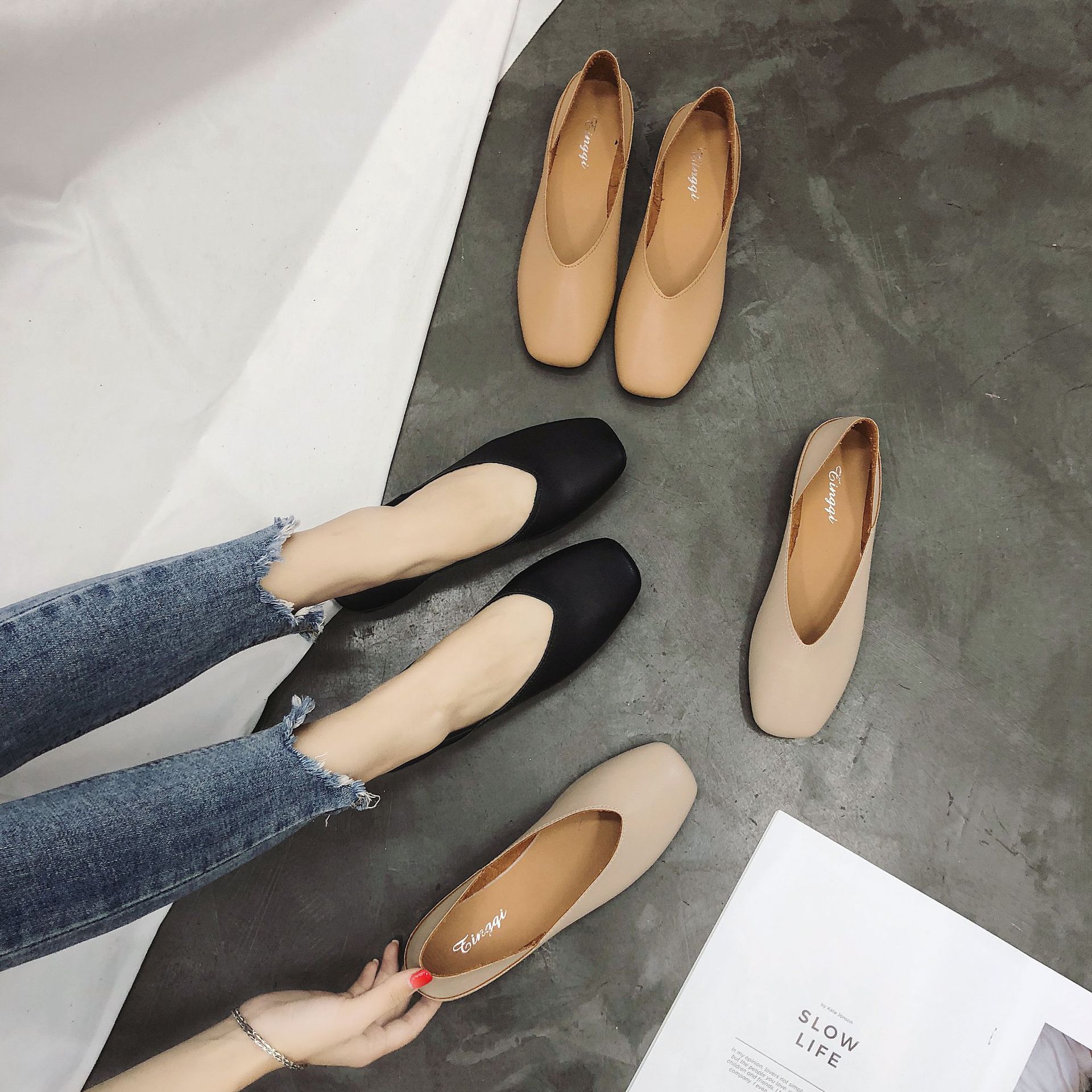 2019 Spring new pattern Sen family Mori girl Versatile Square Flat bottom Retro Grandma shoes Single shoes Japan and South Korea comfortable Korean