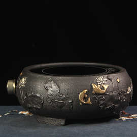 日本纯手工铸铁外壳 电陶炉煮茶炉玻璃壶铜壶陶壶铁壶加热炉茶具