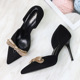 9928-20 European and American Single Shoe Women Spring 2019 New Style Women's Shoes Slim-heeled Tip-toed Women's Sandals High-heeled Women's Shoes