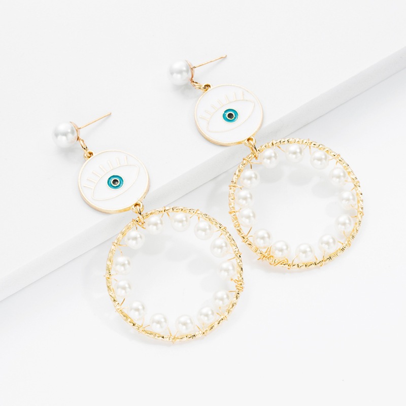 Earrings New Gold-plated Pearl Earrings Fashion Devil Eye Earrings For Women display picture 4