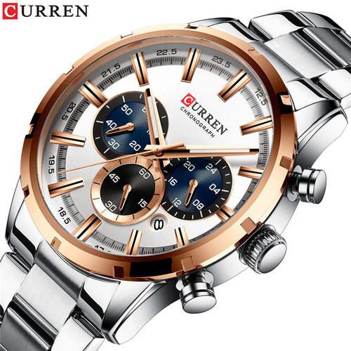 CURREN/Carren 8355 Steel Strap Watch Simple Calendar Large Dial Business Watch Waterproof Men's Fashion Watch