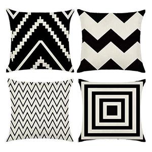 18'' Cushion Cover Pillow Case Special pillow case with black and white geometric wave linen cushion cover