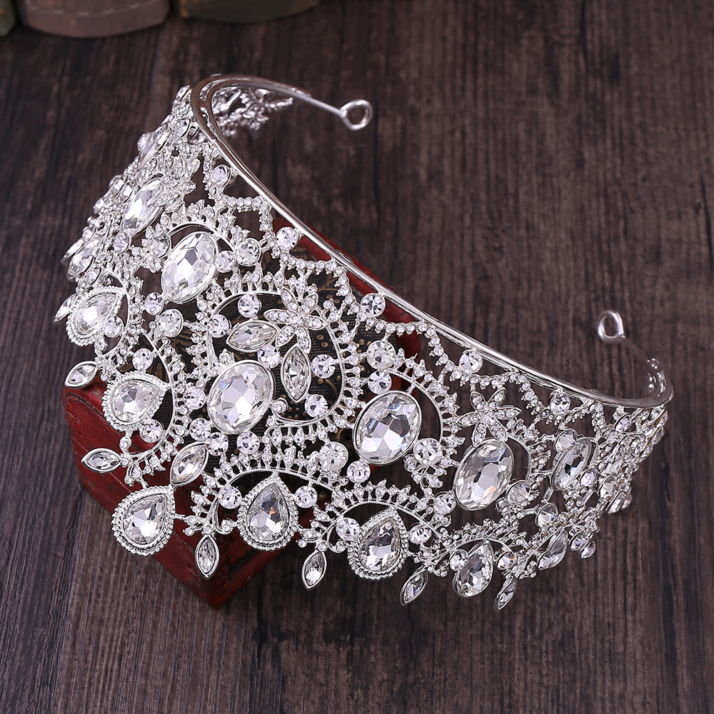 Inlay Design Retro Style Retro Crown Alloy Inlay Rhinestones Crown 1 Piece