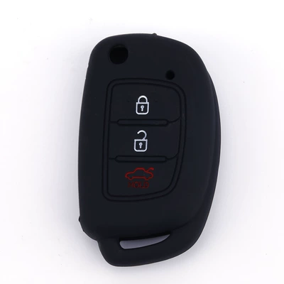 Car key cover suitable for modern Lang moving folding 3 key silicone key case Hyunda leading I remote control protective cover (Car key bag) - black