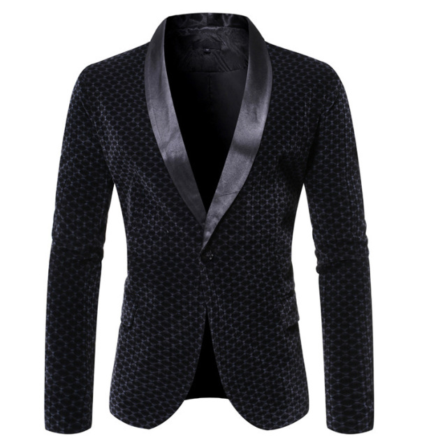 European and American style velvet Plaid slim suit