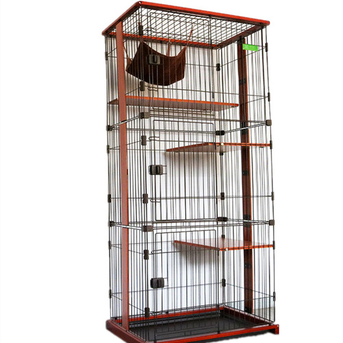 New Wooden Base with Wheels for Cat Condo, Simple Wooden Cat House, Four-Story Large Cat Cage for Cats and Dogs