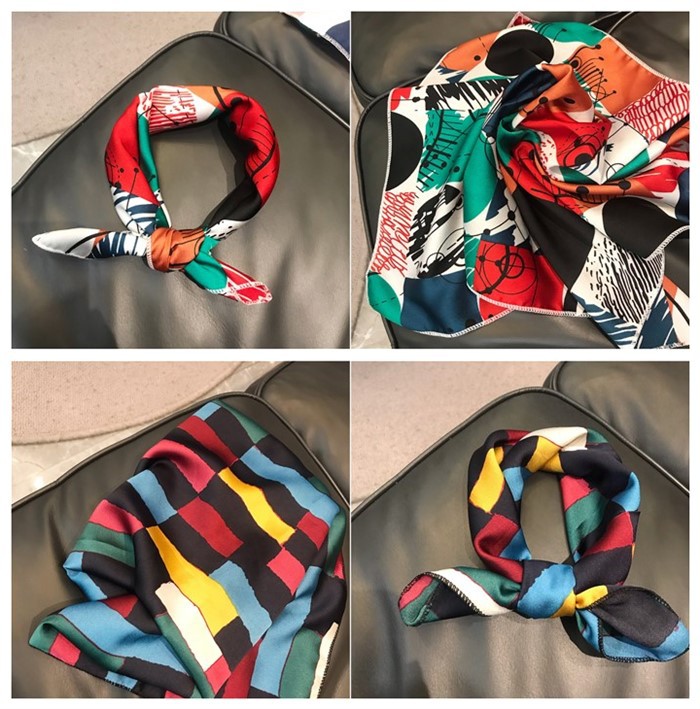 Summer Season Women's Simple Style Color Block Polyester Silk Scarf