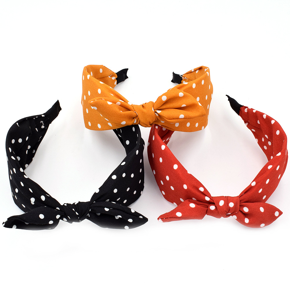 New Broadside Polka Dot Polka Dot Bow Tie Women's Simple Fabric Knotted Hair Accessories display picture 1