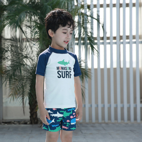 Children's swimsuit, boy's shark split quick-drying suit, medium and large boy's hot spring swimsuit, sun protection beach trunks swimsuit