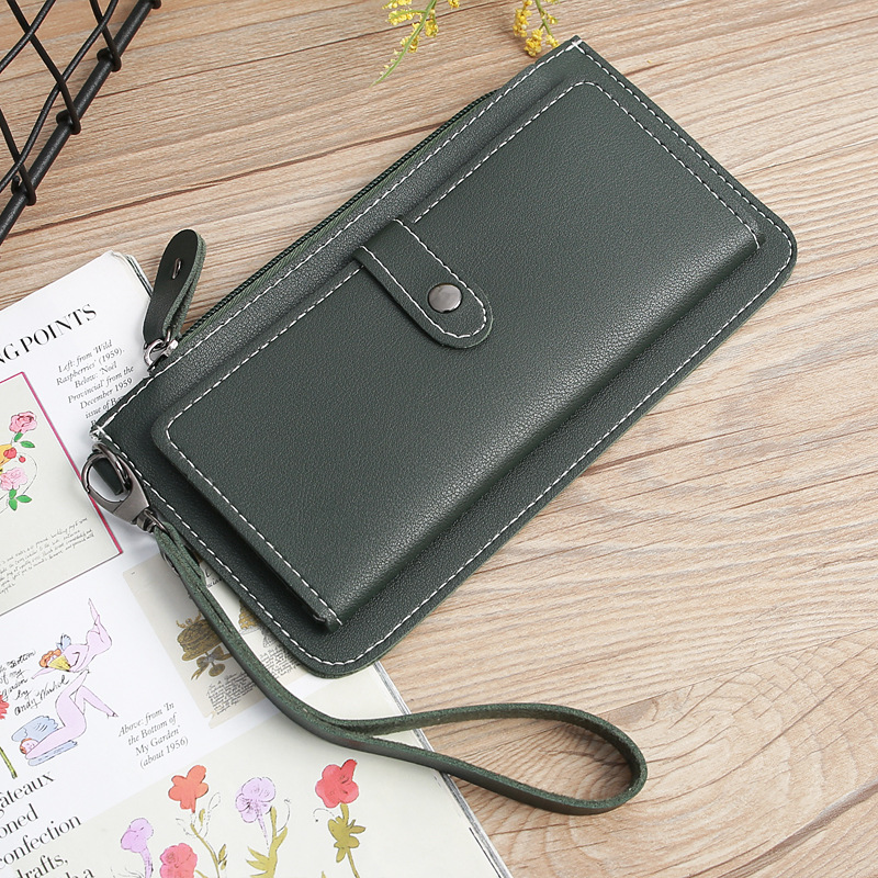 116g Weight Zipper Closure Type Business, Travel Occasion Pu Leather Material Solid Color Pattern Women'S Gender Square Shape Light Grey, Dark Grey, Rose Red, Pink, Red, Green, Blue, Gold, Black Color Fashion Multi-function Zipper Multi-card Buckle Wallet 6