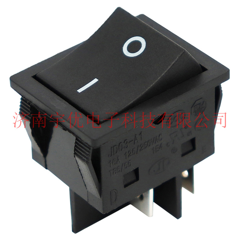 KCD4焊机船型开关 JD03-A1 16A翘板电源开关 黑色按钮 2档4脚