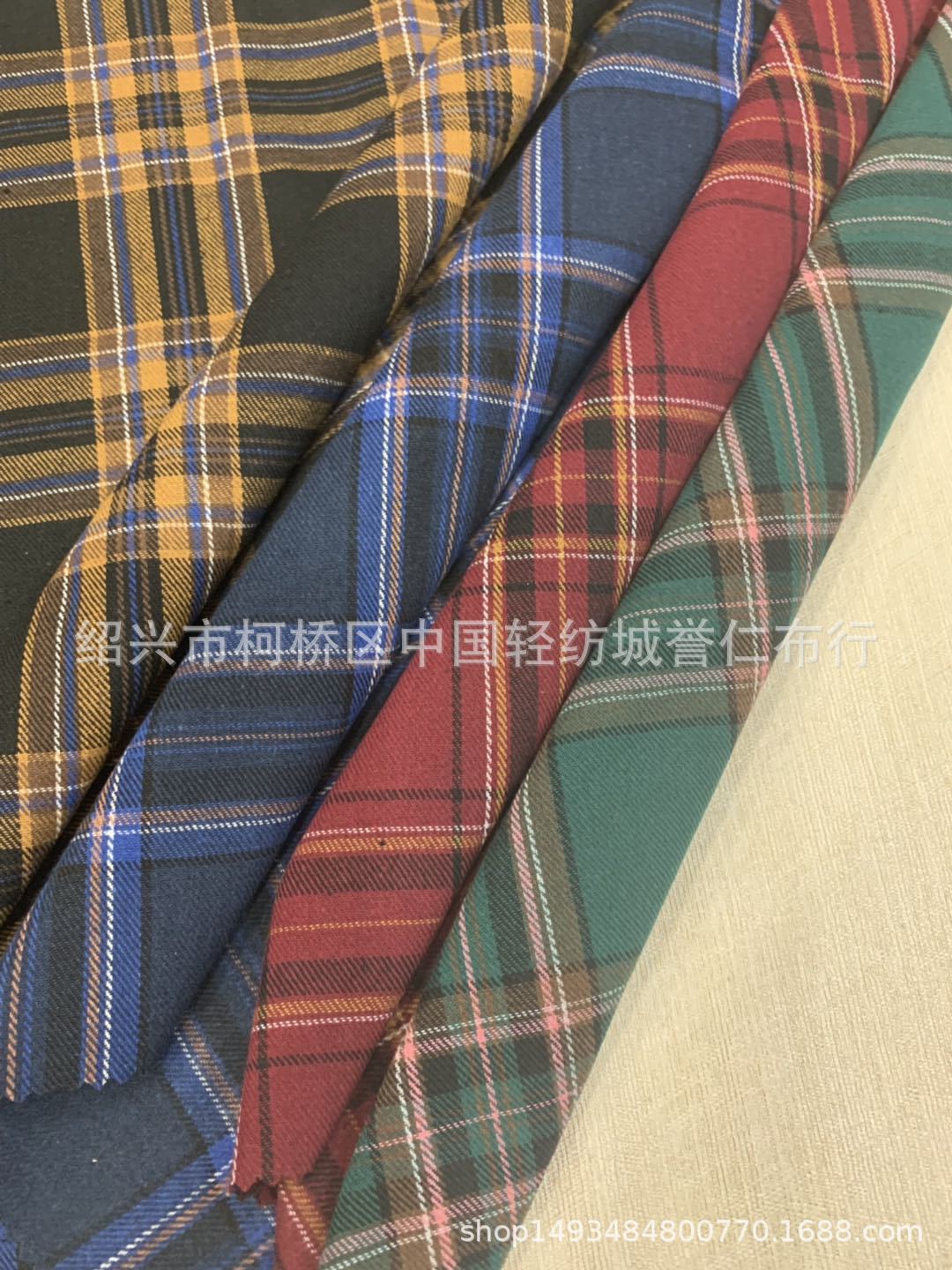 21支色织格子涤棉布斜纹单面磨毛男装女装童装裙子面料均可现货