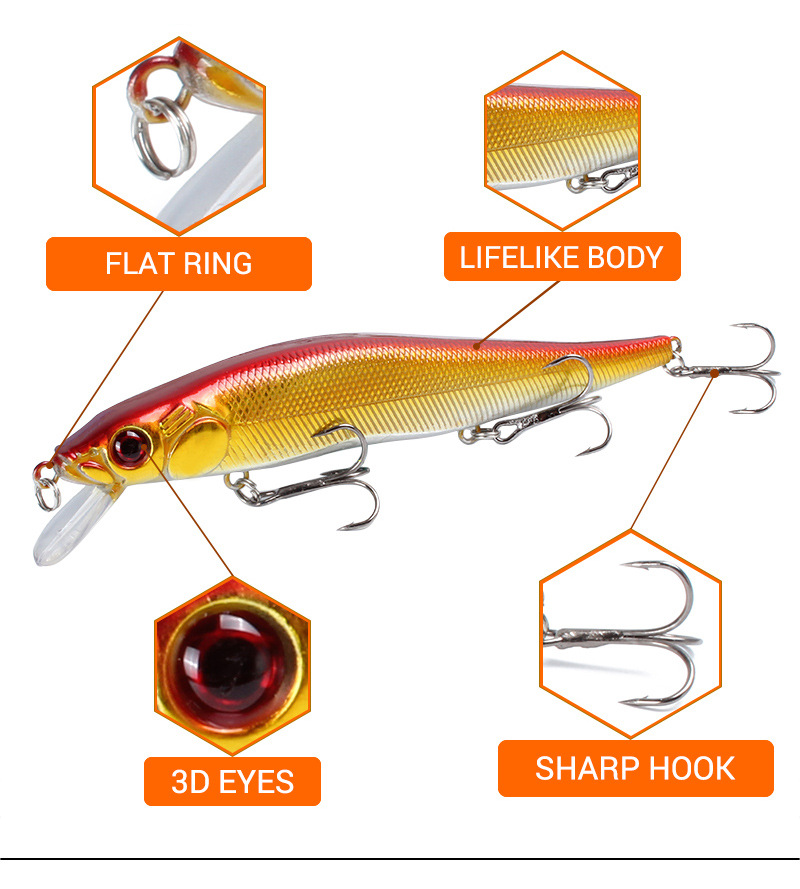 Floating Minnow Fishing Lures 10 Colors Hard Plastic Baits Minnow Lures Bass Trout Saltwater Sea Fishing Lure