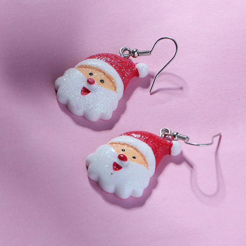 Croix-frontière Vendu Bijoux Européen Et Américain Mignon De Bande Dessinée Acrylique Couleur Santa Claus Cadeau Boucles D'oreilles Boucle D'oreille Cadeau display picture 2